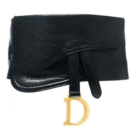 dior saddle belt in black lambskin|CHRISTIAN DIOR Crinkled Lambskin 135mm Saddle Belt Black .